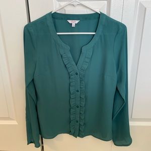 Candies Teal Ruffle Blouse